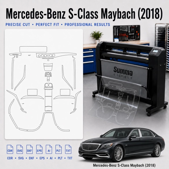 Mercedes Benz S Class Maybach 2018 Innenraum PPF- & Folien-Schneidevorlage