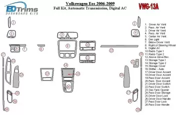Volkswagen EOS 2006-UP Full Set, Automatic Gear BD Interieur Dashboard Bekleding Volhouder