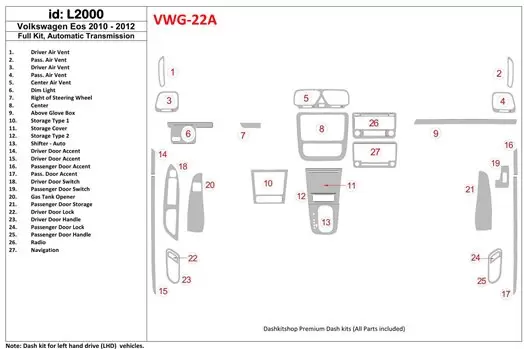 Volkswagen EOS 2010-UP BD innenausstattung armaturendekor cockpit dekor - 1- Cockpit Dekor Innenraum