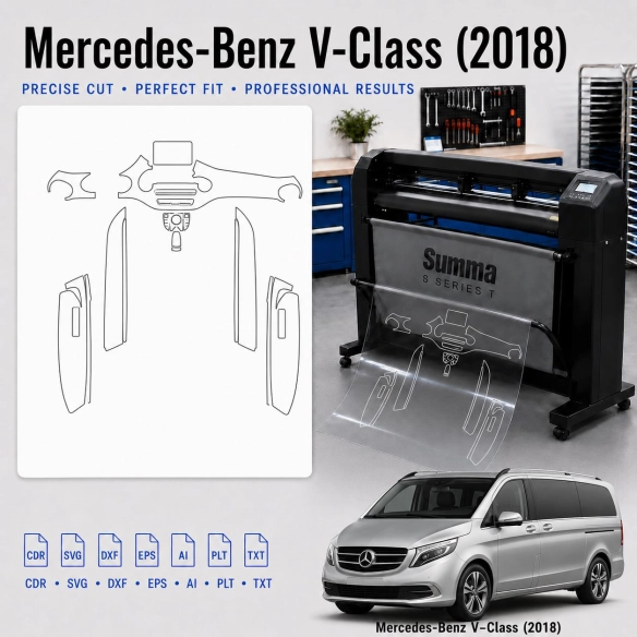 Mercedes Benz V Class 2018 interieur PPF- en wrap-sjabloon