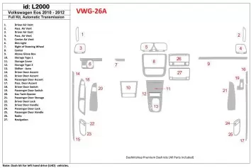 Volkswagen EOS 2013-UP Full Set, Automatic Gearbox Interior BD Dash Trim Kit