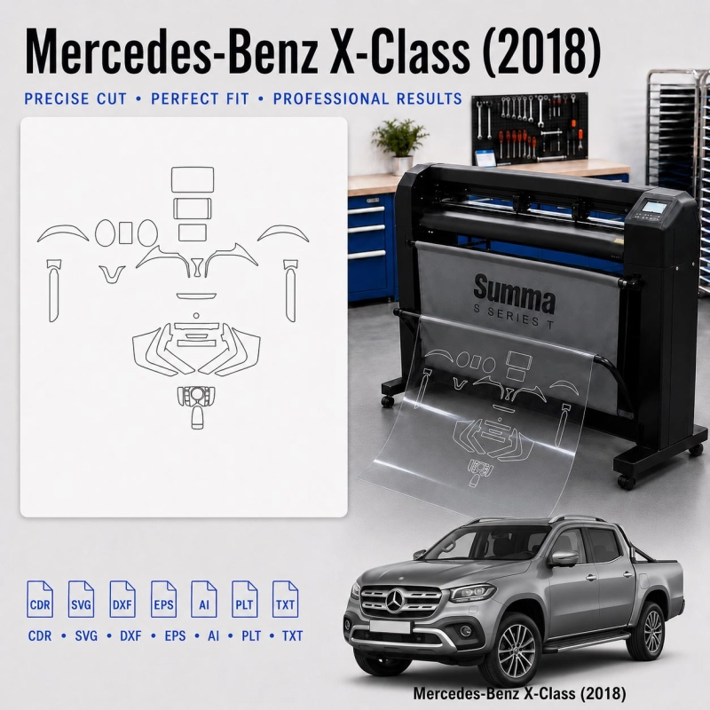 Plantilla de corte interior Mercedes Benz X Class 2018 para PPF y vinilo