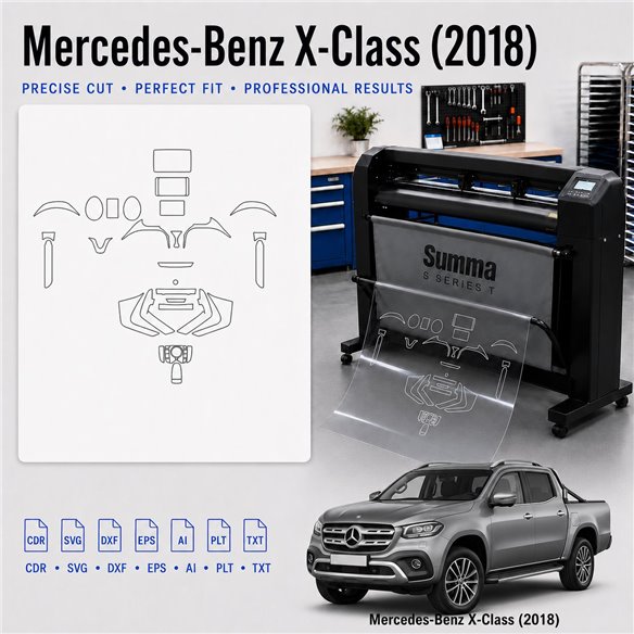 Mercedes Benz X Class 2018 interieur PPF- en wrap-sjabloon
