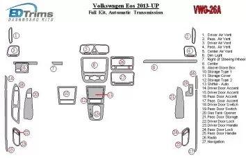 Volkswagen EOS 2013-UP Full Set, Automatic Gearbox Decor de carlinga su interior