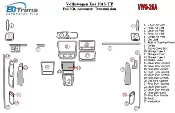 Volkswagen EOS 2013-UP Full Set, Automatic Gearbox Interior BD Dash Trim Kit