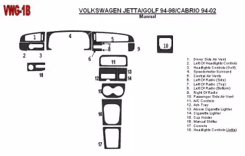 Volkswagen Golf 1994-1998 Manual Gearbox, 18 Parts set Interior BD Dash Trim Kit