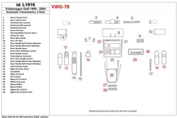 Volkswagen Golf 1999-2004 2 Doors, Automatic Gear BD Interieur Dashboard Bekleding Volhouder