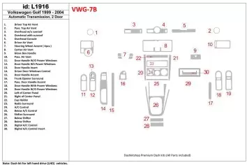 Volkswagen Golf 1999-2004 2 Doors, Automatic Gear Interior BD Dash Trim Kit