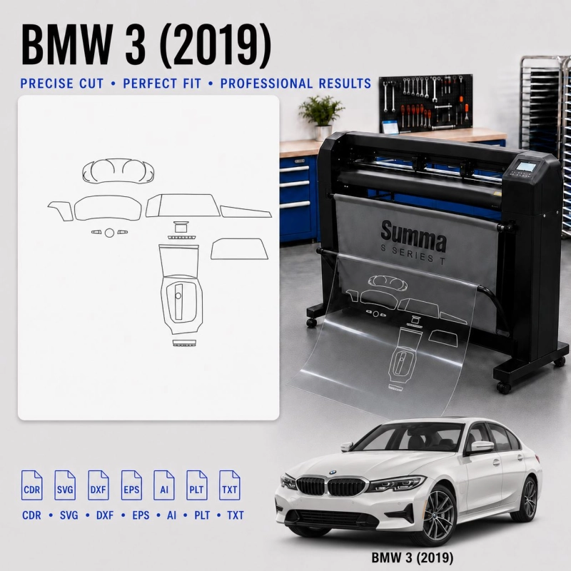 BMW 3 2019 interieur PPF- en wrap-sjabloon