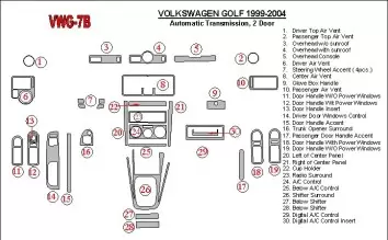 Volkswagen Golf 1999-2004 2 Doors, Automatic Gear Decor de carlinga su interior