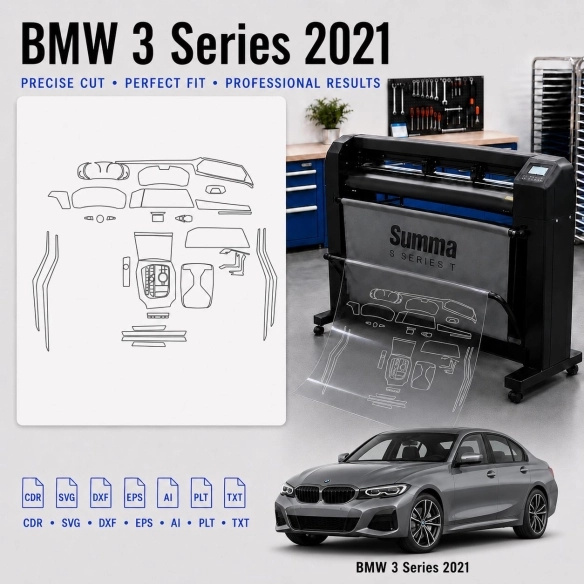 BMW 3 Series 2021 Innenraum PPF- & Folien-Schneidevorlage