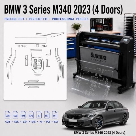 Gabarit de découpe intérieur BMW 3 Series M340 2023 4 Doors pour PPF et covering
