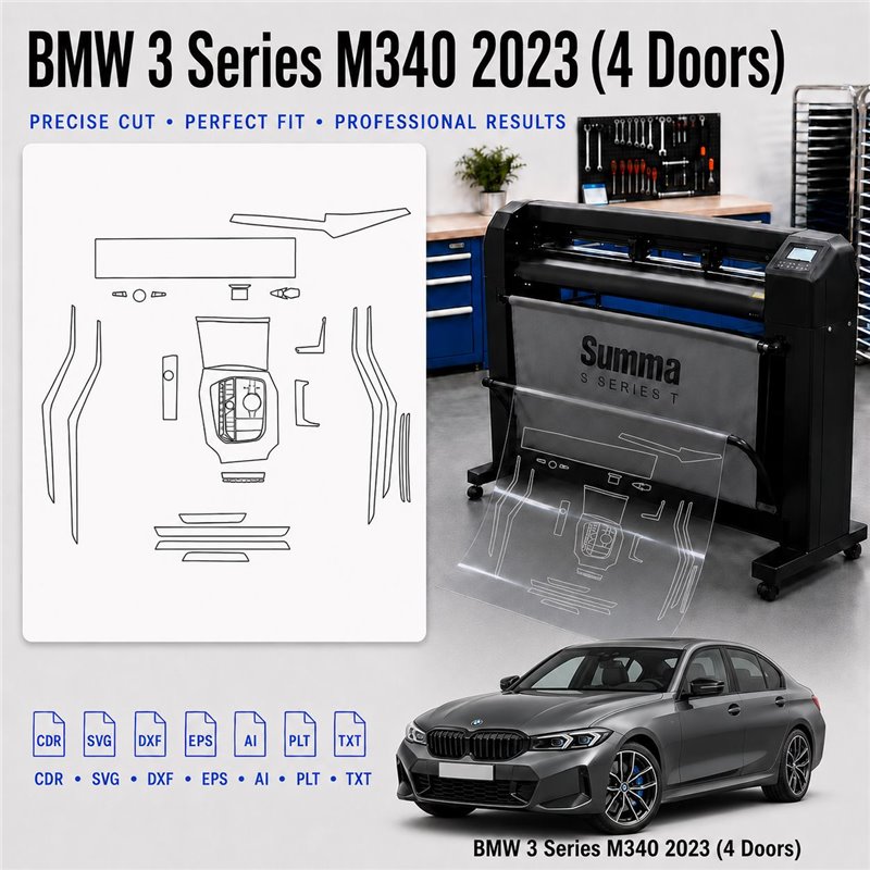 BMW 3 Series M340 2023 4 Doors interieur PPF- en wrap-sjabloon