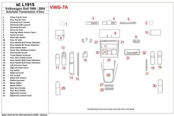 Volkswagen Golf 1999-2004 4 Doors, Automatic Gear Interior BD Dash Trim Kit