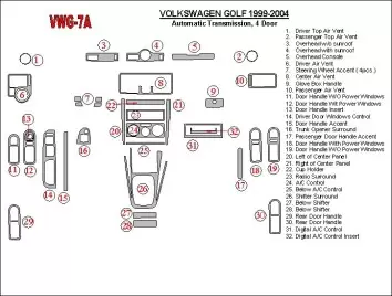 Volkswagen Golf 1999-2004 4 Doors, Automatic Gear Decor de carlinga su interior