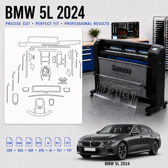 BMW 5L 2024 Innenraum PPF- & Folien-Schneidevorlage
