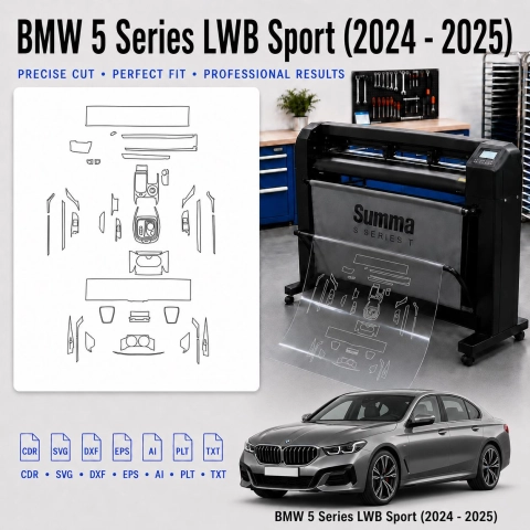 BMW 5 Series Lwb Sport 2024 2025 Innenraum PPF- & Folien-Schneidevorlage