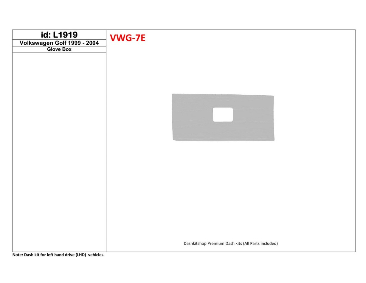 Volkswagen Golf 1999-2004 Optional glowe-box Interior BD Dash Trim Kit