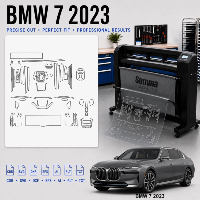 Plantilla de corte interior BMW 7 2023 para PPF y vinilo