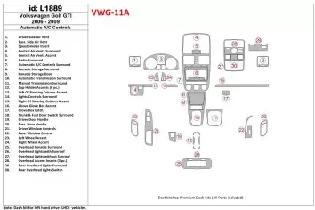 Volkswagen Golf V GTI 2006-UP Automatic Gearbox A/C Control Decor de carlinga su interior