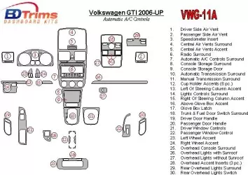 Volkswagen Golf V GTI 2006-UP Automatic Gearbox A/C Control Decor de carlinga su interior