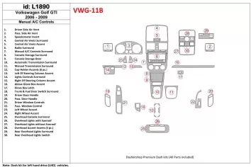 Volkswagen Golf V GTI 2006-UP Manual Gearbox A/C Control Cruscotto BD Rivestimenti interni