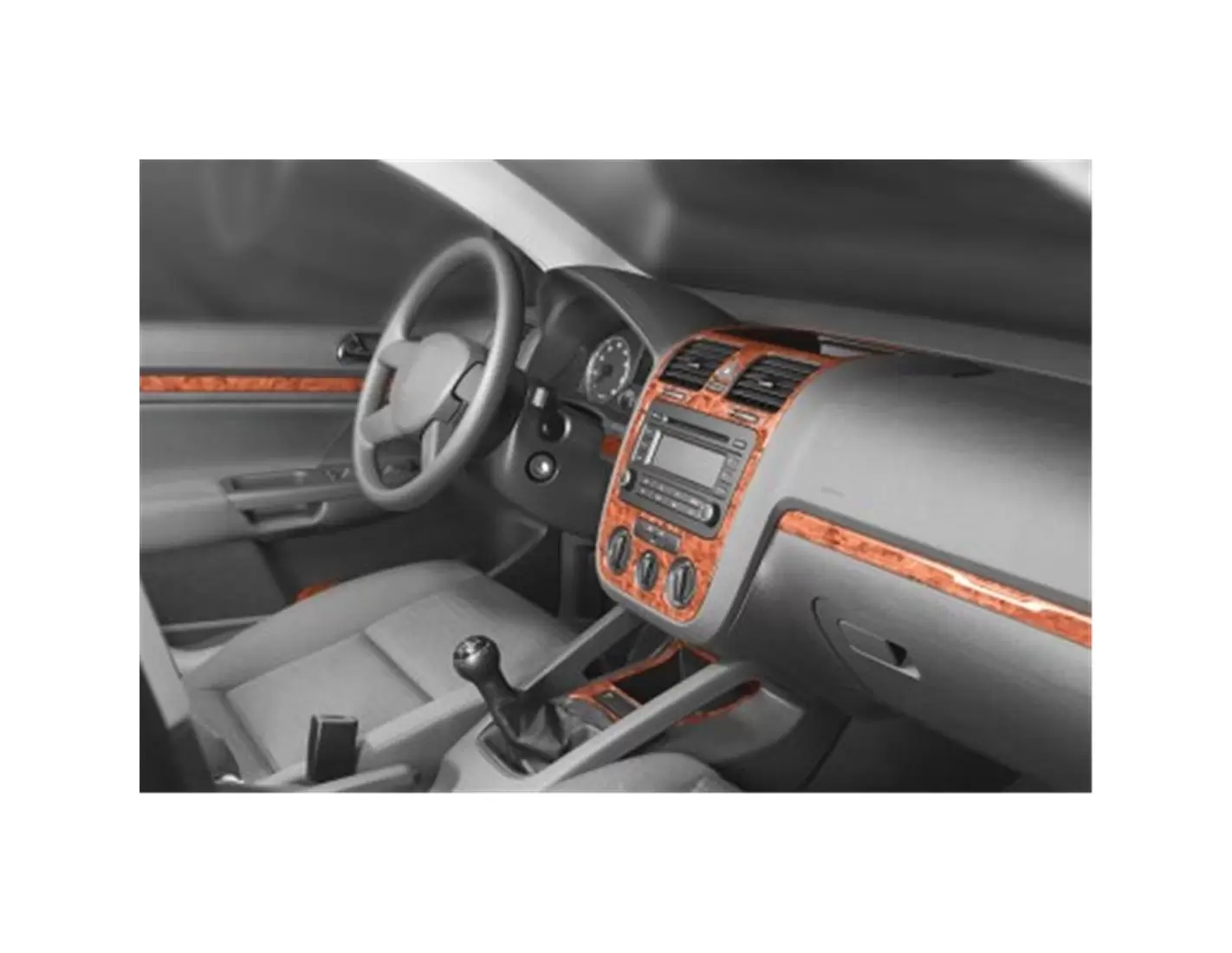 Volkswagen Golf V Jetta 10.03-10.08 3D Decor de carlinga su interior del coche 16-Partes