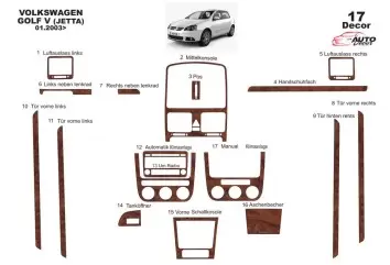 Volkswagen Golf V Jetta 10.03-10.08 3D Decor de carlinga su interior del coche 16-Partes