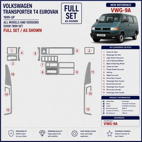 Volkswagen TransporterT4 Eurovan 1999+ set completo kit salpicadero 3D