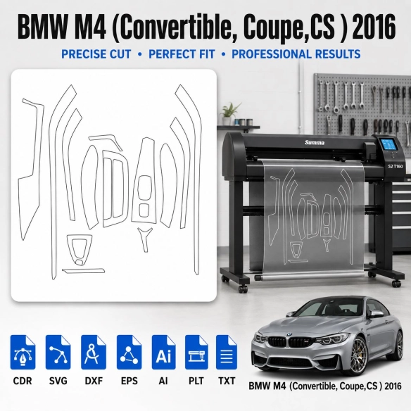 BMW M4 Convertible Coupecs 2016 Innenraum PPF- & Folien-Schneidevorlage