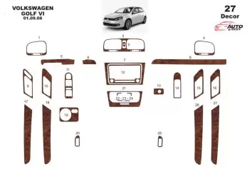 Volkswagen Golf VI 09.2008 3M 3D Interior Dashboard Trim Kit Dash Trim Dekor 27-Parts