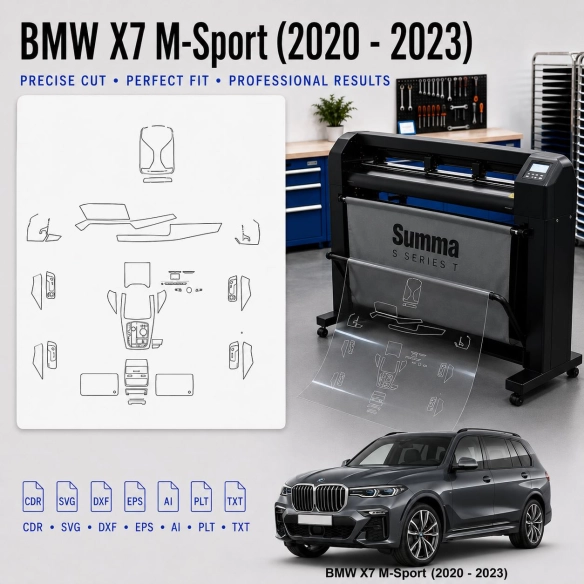 Gabarit de découpe intérieur BMW X7 M Sport 2020 2023 pour PPF et covering