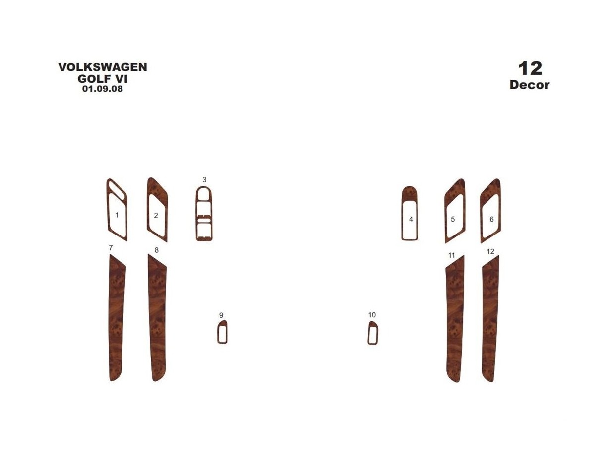 Volkswagen Golf VI Doors 09.2008 3M 3D Interior Dashboard Trim Kit Dash Trim Dekor 12-Parts