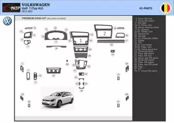 Volkswagen Golf VII AU 2012–2021 3D Interior Dashboard Trim Kit Dash Trim Dekor 41-Parts