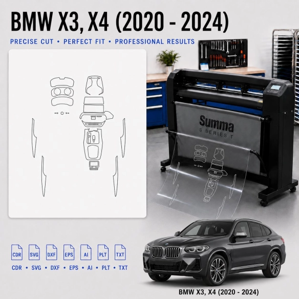 BMW X3 X4 2020 2024 Innenraum PPF- & Folien-Schneidevorlage