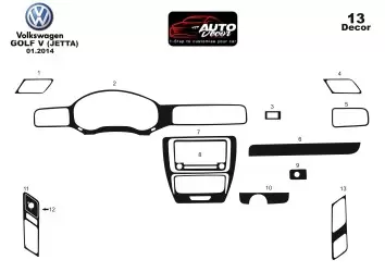 Volkswagen Jetta 01.2010 3M 3D Interior Dashboard Trim Kit Dash Trim Dekor 16-Parts