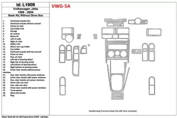 Volkswagen Jetta 1999-2004 Full Set, Without glowe-box, 28 Parts set BD Interieur Dashboard Bekleding Volhouder