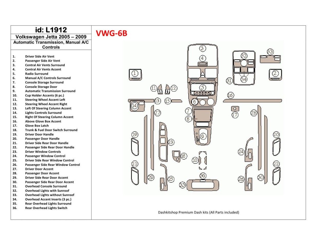 Volkswagen Jetta 2005-2009 Boîte automatique, boîte manuellebox AC Control BD Kit la décoration du tableau de bord - 1 - habilla