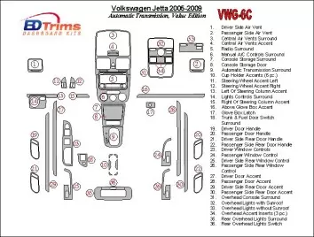 Volkswagen Jetta 2005-2009 Automatic Gear, Value Edition Interior BD Dash Trim Kit