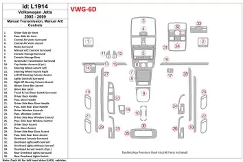 Volkswagen Jetta 2005-2009 МКПП, Aircondition BD Interieur Dashboard Bekleding Volhouder