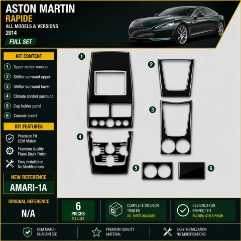 Aston Martin Rapide 2014 3D Cockpit Dekor Interieurleisten Set 6-teilig