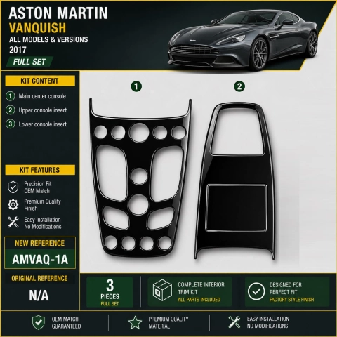 Aston Martin Vanquish 2017 3D interieur dashboard decoratieset dashboard decor 3-delen