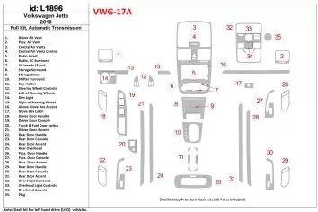 Volkswagen Jetta 2010-2010 Full Set, Automatic Gear Decor de carlinga su interior