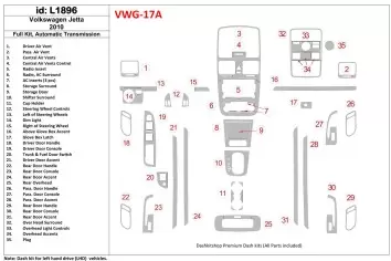 Volkswagen Jetta 2010-2010 Full Set, Automatic Gear Interior BD Dash Trim Kit