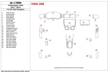 Volkswagen Jetta 2011-UP Full Set, With NAVI Interior BD Dash Trim Kit