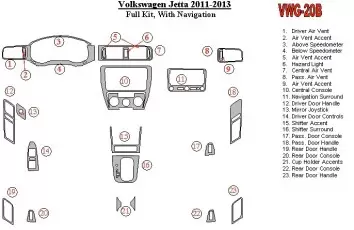 Volkswagen Jetta 2011-UP Full Set, With NAVI Interior BD Dash Trim Kit