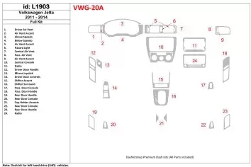 Volkswagen Jetta 2011-UP Full Set, Without NAVI Interior BD Dash Trim Kit