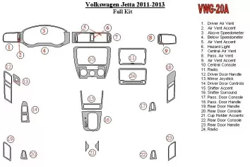 Volkswagen Jetta 2011-UP Full Set, Without NAVI Decor de carlinga su interior