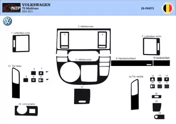 Volkswagen Multivan T5 08.03 - 08.09 3D Inleg dashboard Interieurset aansluitend en pasgemaakt op he 26 -Teile