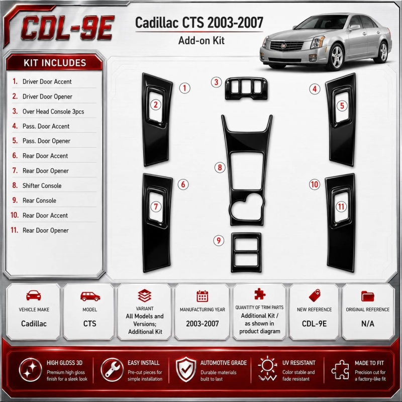 Cadillac CTS 2003-2007 3D Cockpit Dekor Interieurleisten Set Additional Kit / as shown in product diagram-teilig